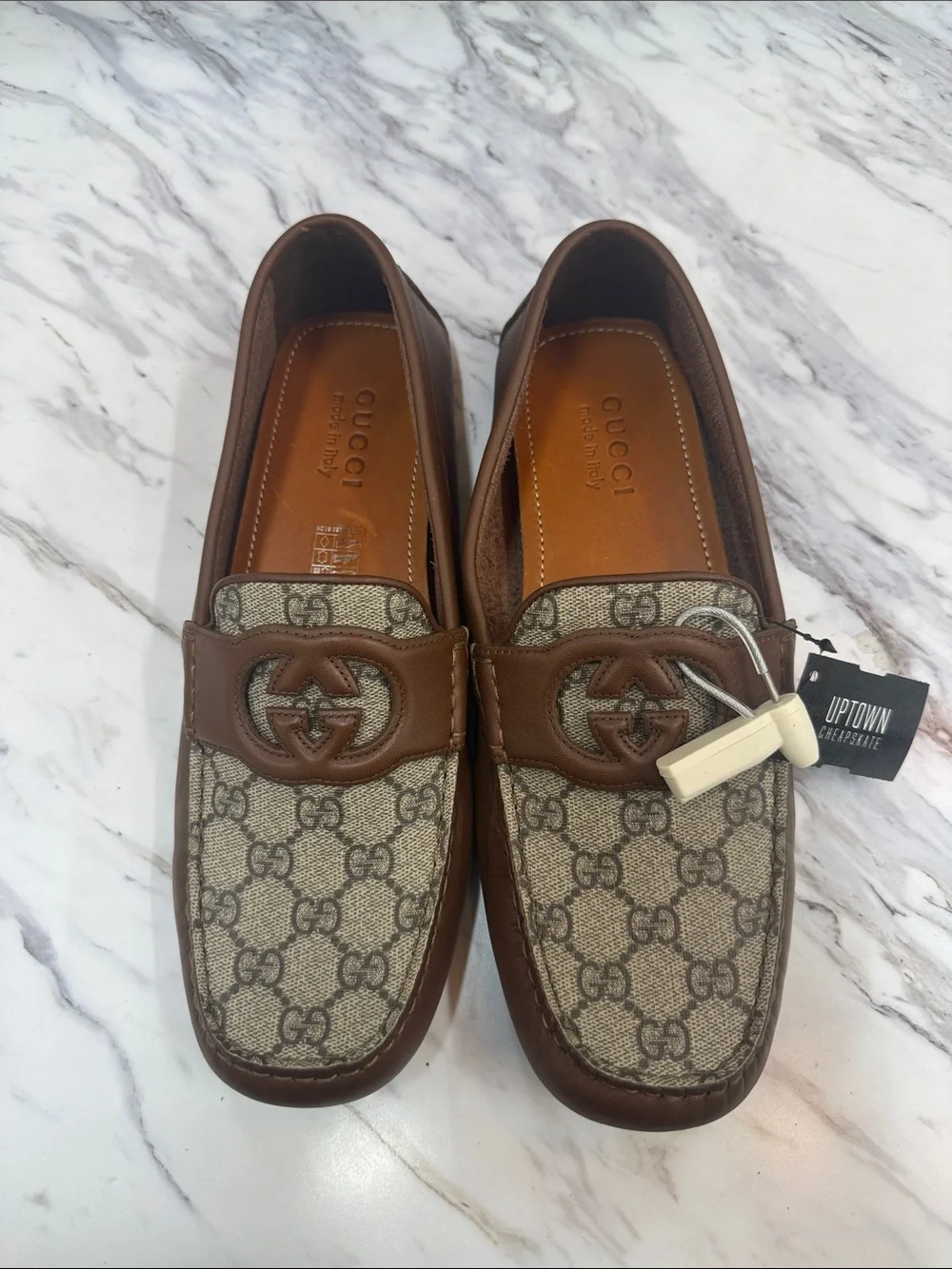 Gucci Brown GG Canvas & Leather Signature Loafers